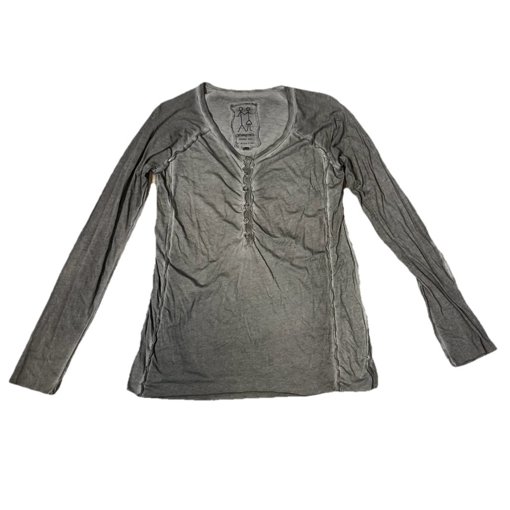 Johnny Was Pete & Greta Henley Long Sleeve Top Grey Women’s Size Small Casual